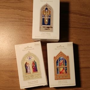 Set of 3 Hallmark "Windows of Faith" Ornaments